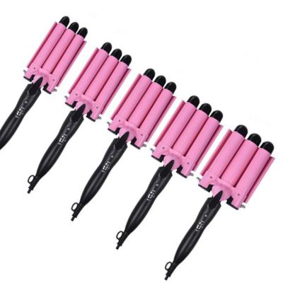 China 220V Outdoor High Quality Professional Ceramic Hair Curling Iron Barrel Hair Straightener Triple Comb Hesitate Styling Tools Hair Styler for sale