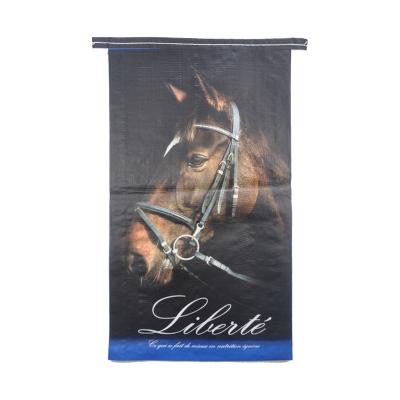 China 15kg Recyclable Custom Side Gusset BOPP Horse Pet Woven Feed Bag With Matt Lamination for sale