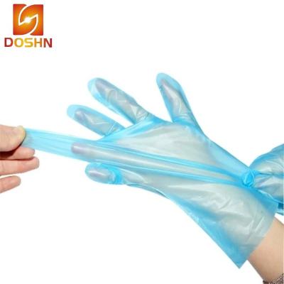 China Pink Strip Blue Transparent Black CPE Disposable Gloves Plastic Cleaning Gloves For Daily Household Use for sale