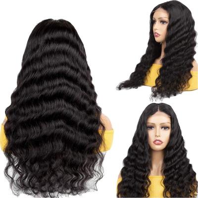 China Body Wave 13X4 Glueless Deep Wave 13X4 Lace Front Human Hair Wigs Pre Plucked Brazilian Virgin 5X5 Lace Closure Wig 200 Density For Black Women for sale