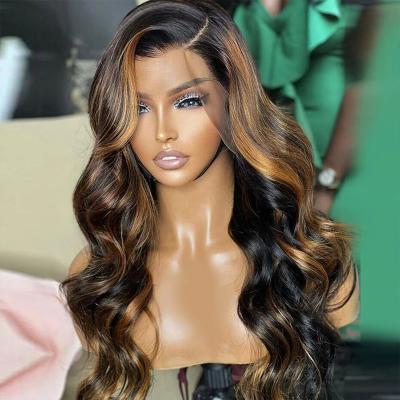 China Wholesale HD 13X4 Body Wave Hair Highlight Wig 250 Density Body Wave Lace Front Wigs Brazilian Raw Virgin 5X5 Closure Wigs Women for sale