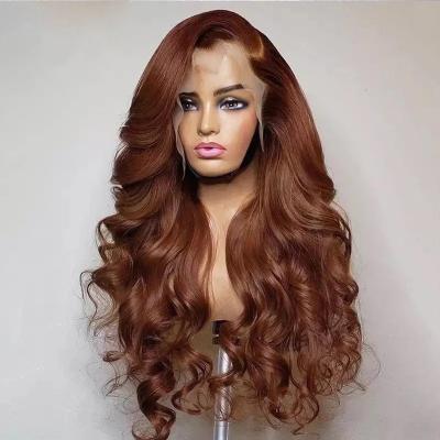 China Body Wave 200% Density Body Wave HD 13x4 Lace Front Wigs Dark Indian Color Women Baby Hair Brown Remy Human Hair 5x5 Closure Wigs for sale