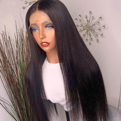 China Body Wave Virgin Indian Raw Bone Human Hair Straight Wig Pre Plucked 13x4 Lace Wigs 13x4 HD Color Women's Frontal Wig 200% Density for sale