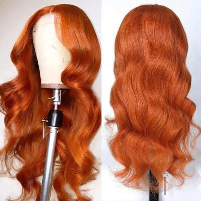 China Remy Body Wave Brazilian 200 Density 5x5 Density Women Baby Hair Human Hair Wave HD 13x4 Ginger Lace Frontal Body Wig for sale