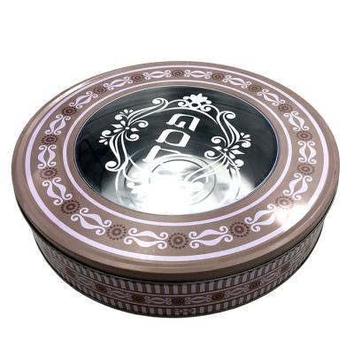 China Clothes / Round Candy / Moon Cake Large Tin Box Gift Metal Cake Cookie Tall Cookie Tin Packaging Box for sale