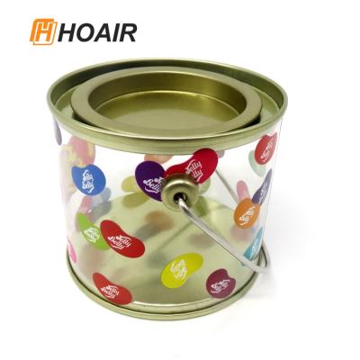 China Wholesale Custom Food Round Plastic Bucket With Metal Lid And Handle Tin Bucket Box PVC for sale