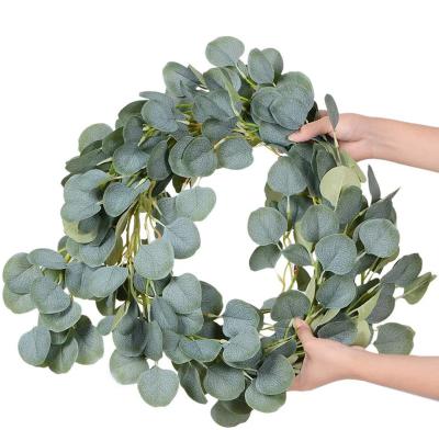 China Home Decoration 6 Feet Faux Eucalyptus Wedding Arch Wall Hanging Decor, Artificial Preserved Silk Eucalyptus Vines Garland for sale