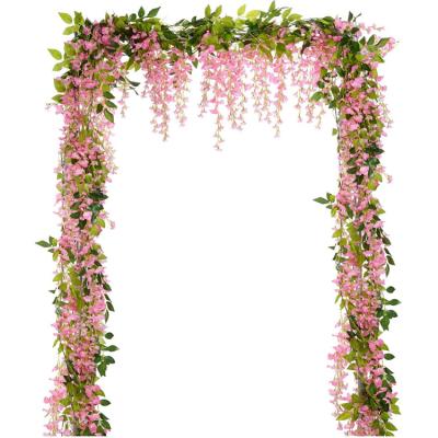 China Home Decoration Hot Sale Wisteria Artificial Flower Garland Fake Greenery Vine With Wisteria Flower Wedding Decoration for sale