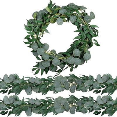 China Wholesale Artificial Eucalyptus Garland Garden Office Wedding Decoration Garden Fence with Willow Leaves for Wedding Decoration for sale