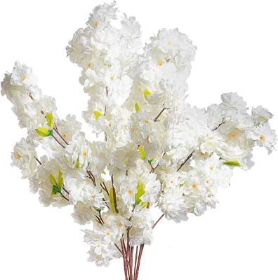 China Wholesale Beautiful Hanging Silk Flowers Colorful Artificial Flower Garland Artificial Flower Stem White Cherry Blossom Tree Arches for Wedding Decoration for sale