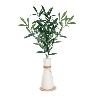 China Artificial Decorative Olive Twig Green Foliage Plants Faux Olive Leaves Olive Branch Silk Screen Simple Plastic Fabric Flowers for sale