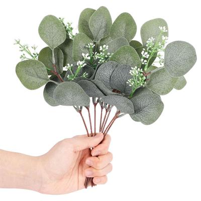 China Plastic Eucalyptus Eucalyptus Wreath Wholesale Minimalist Real Touch Stems Artificial Eucalyptus Leaf For Home Decor for sale