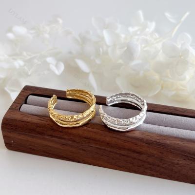 China Trendy Jewelry Fashionable Tarnish Free Layered Dylam Bowknot Hypoallergenic Open 18k Gold Double Plated 925 Sterling Silver Big Pearl Rings for sale