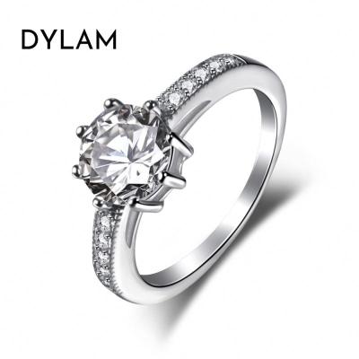 China FASHIONABLE Sterling Silver Double Zircon Bling Wedding Ring For Ladies Dylam 925 Engagement Rings for sale