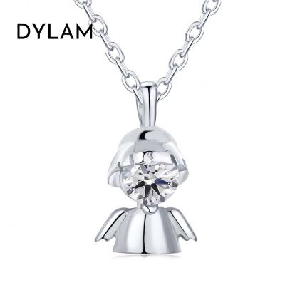 China Dylam 2021 TRENDY AAAAA Fashion Wholesale Zirconia Snowman for Women Winter Sterling Jewelery Pendant Necklace for sale