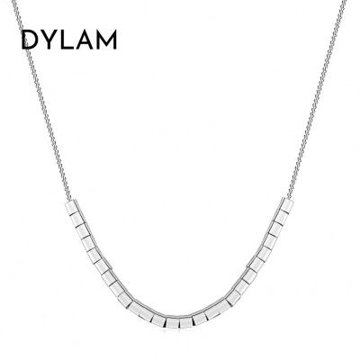 China New Trendy Dylam Fashion Sterling Silver 925 Necklace Jewelry Cube Charms Necklaces Personalized Necklace For Women for sale