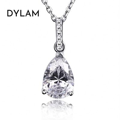 China Wholesale Lady Elegant High Quality CLASSIC Girls Summer Chain 925 Sterling Silver Waterdrop Necklace Zircon from Dylam Jewelry for sale