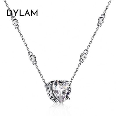 China FASHIONABLE Dylam Heart Diamond Necklace Pendants Luxury Fine Jewelry For Women Best Selling Choker Wedding Necklace 925 Sterling Silver for sale