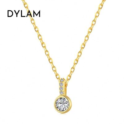 China Dylam CLASSIC Minimalist Trendy Pendants 925 Sterling Silver Gold Plated Diamonds 14K Chain Necklace Wedding Chain Necklace for sale