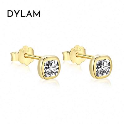 China Simple Dylam Lead Free Nickel Free Square Shape Bling Love Gifts Fashion Women Kids CZ 5A Charm Jewelry Stud Earrings s925 for sale