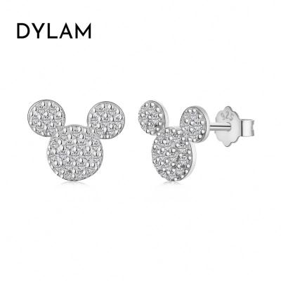 China Dylam FASHIONABLE Diamond Zircon Stud Earrings simple cute wholesale 925 silver stud earrings for sale