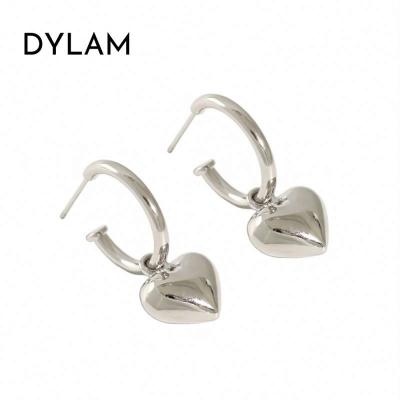 China CLASSIC Romantic Dylam Heart Rhodium Plated 925 Sterling Silver Custom Zircon Designers Drop Earrings for sale