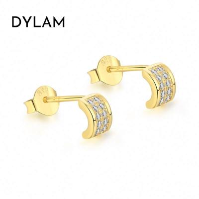 China Dylam TRENDY 2021 Korean Factory Wholesale Single Stud Earrings Small 925 Sterling Silver Cubic Zircon Stud Earrings for sale