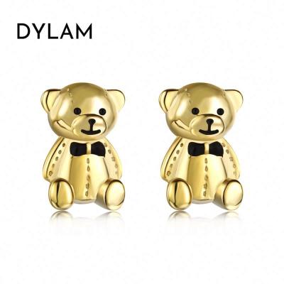 China Dylam Teddy Bear Women's Cute CZ 5A Charm Jewelry Stud Earrings Lead Free Nickel Free s925 Stud Earrings Christmas Gifts Fashion for sale