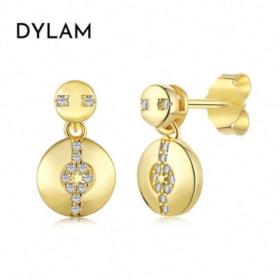 China CLASSIC Dylam 2022 New Arrivals Wholesale Women Plated Simple Zircon Minimalism Silver 925 Sterling Stud Earring for sale