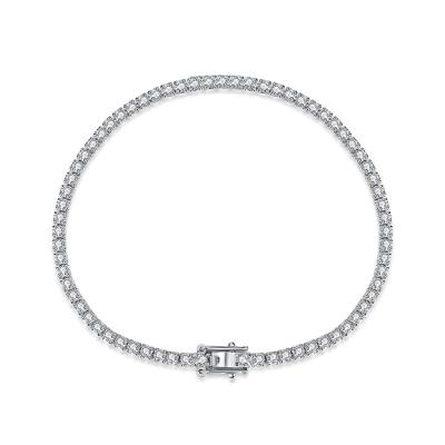 China Hot Sale Jewelry 925 Sterling Silver Cuban Classic Style Zircon Dylam Cubic Link Bracelet CLASSIC Adjustable Tennis Fine Silver Bangle for sale