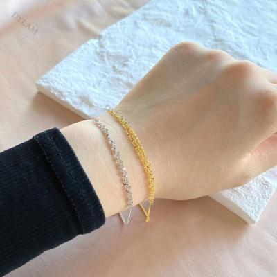 China Vintage Dylam Gold Bracelet Chain 18K Gold Plated Boho Tasty Copper Jewelry Minimalist Simple Gift For Women Men for sale