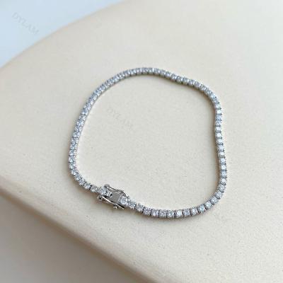 China Lead Free Nickel Free Rhodium Plated Zircon Handmade S925 Sterling Silver Chain Bracelet CZ 5A Dylam Tennis Bracelet New for sale