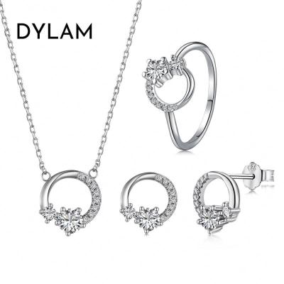 China Dylam Sale Bling Popular Customized Ins CZ 5A Princess Necklace Rings CLASSIC Unique Hot Chic Silver Earrings Set 925 for sale