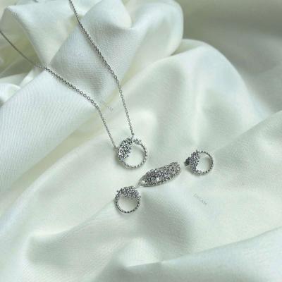 China Dylam Newcomers CLASSIC Korean Style Bling Popular Customized Chic Silver INS CZ 5A Necklace Rings Earrings Set 925 for sale