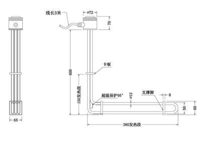 중국 PTFE 관（형） 가열기 요소 산업적 투입 전열기 요소 415V 3P 2KW 판매용