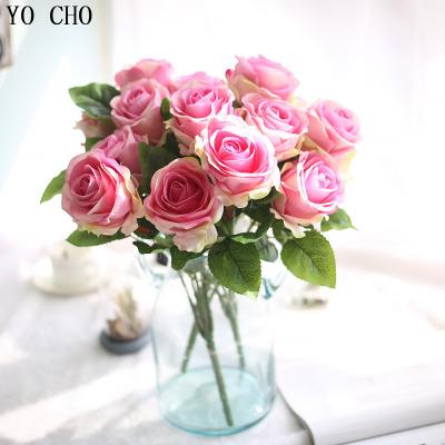 China Enchanted Eco-friendly Red Rose Rose Bouquet Decorative Pink Bridal Wedding Ceremony Artificial Flowers for sale