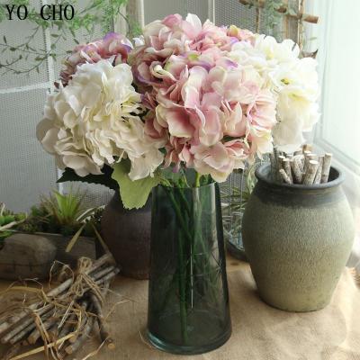 China Artificial Flower Bouquet YO CHO 7 Heads Home Decor Flores Party Room Autumn Silk Hydrangea Faux Flowers Artificial Flower Hydrangea Branch Wedding Decor for sale