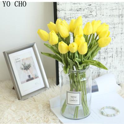 China One Artificial Tulip Flower With Artificial Silk Latex PU Tulip Decorative Artificial Flower Head Wedding Flower Centerpiece YO CHO Wholesale for sale