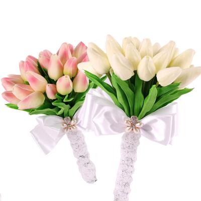 China Silk Flower Tulip Flower Decorative Artificial Tulip Artificial Flower YO CHO Wedding Romantic Home Decorative Artificial White Tulip PU Decoration Flower Pink for sale