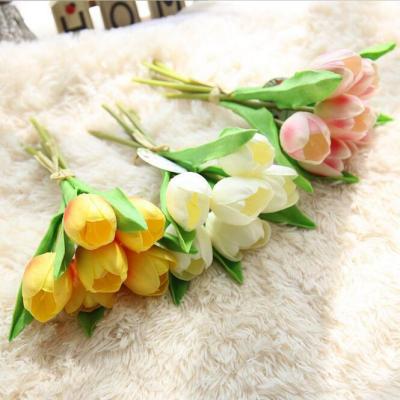 China Factory Direct YO CHO 6 Heads Eco-friendly Silk Bouquet Christmas Home Wedding Decoration Touch PU Artificial Flowers Fake Real Tulip for sale