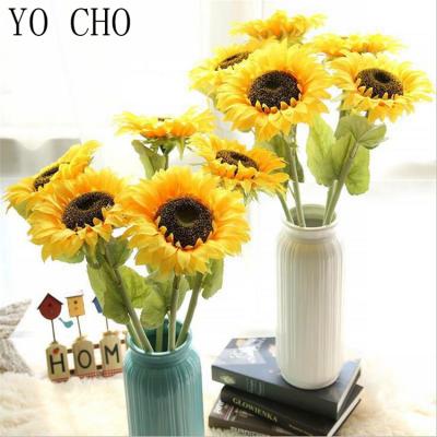 China Decorative Silk Sunflower YO CHO Christmas Decoration Artificial Sunflower Fake Sunflower Fabric Car Flower Bouquet Decorative Artificial Table Decoration for sale