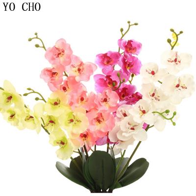 China Eco-friendly YO CHO new 2 simulation silk fork butterfly orchids with real touch artificial flowers decorative for home decor for sale