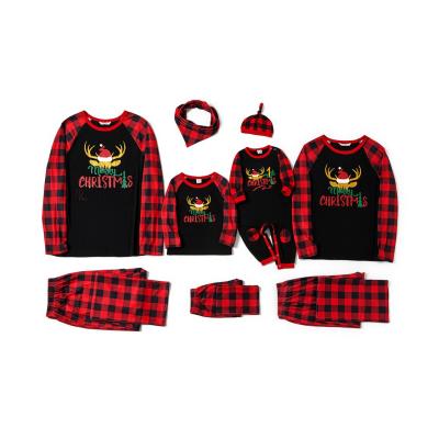 China 2021 Custom Parent-child Outfit Red Plaid Cotton Kids Breathable Adult Winter Plus Size 2 Pieces Long Christmas Family Matching Pajamas Set for sale