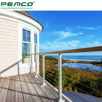 China Balcony Fence Designs Railing Modern Outdoor Deck Wire Tensioner Stainless Steel Balcony Fence Designs for sale