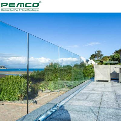 China Hot Sale Modern Outdoor Frameless Glass Railing U Channel Hotel Balcony Deck Railing Aluminum Profile for sale