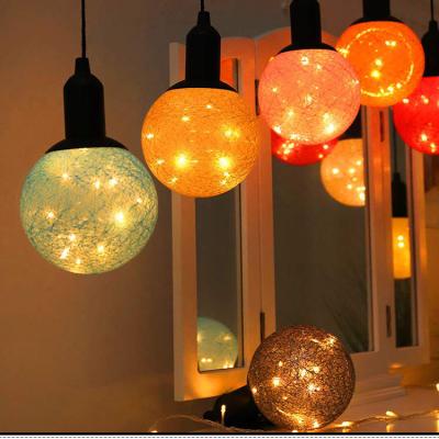 China Indoor Warm Fairy Tale Lights Decor Rope LED Chandelier Lighting Cotton Ball Christmas Lamp Battery Operated Hanging String 1cm for sale