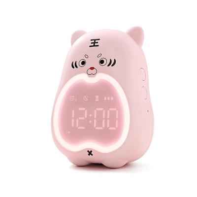 China New Cartoon Tiger Alarm Clock Usb Rechargeable Kids Bedroom Bedside Companion Sleep Wake Up Small Night Light Digital Alarm Clock for sale