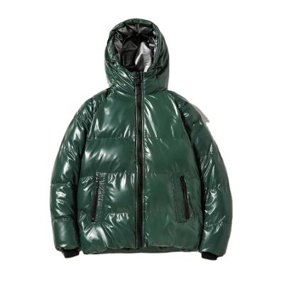 China Plain Color Green Jacket QUICK DRY Self Hood Polyester Padded Jacket Side Zipper Regular Fit Winter Wear Jacket for sale