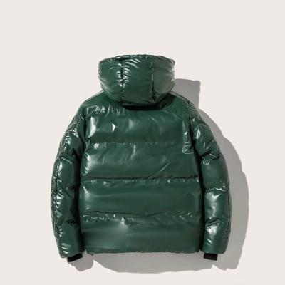 China QUICK DRY With Hood Custom Plus Size Thick Down Individual Hood Polyester Padded Jacket Zipper- Plain Color Green Jacket for sale