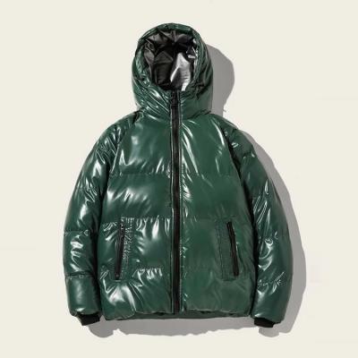 China Shiny Men's Stripper Jacket Hooded QUICK DRY With Hood Custom Plus Size Thick Down Jacket Simple Green Color for sale